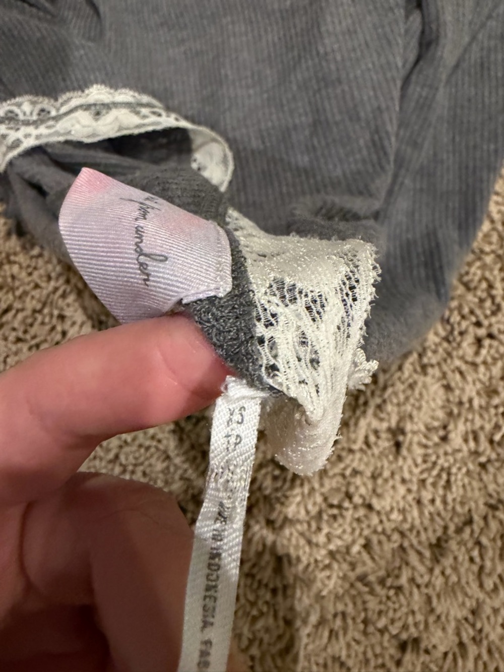Out from Under lacey grey and white knit top - Picture 3 of 4